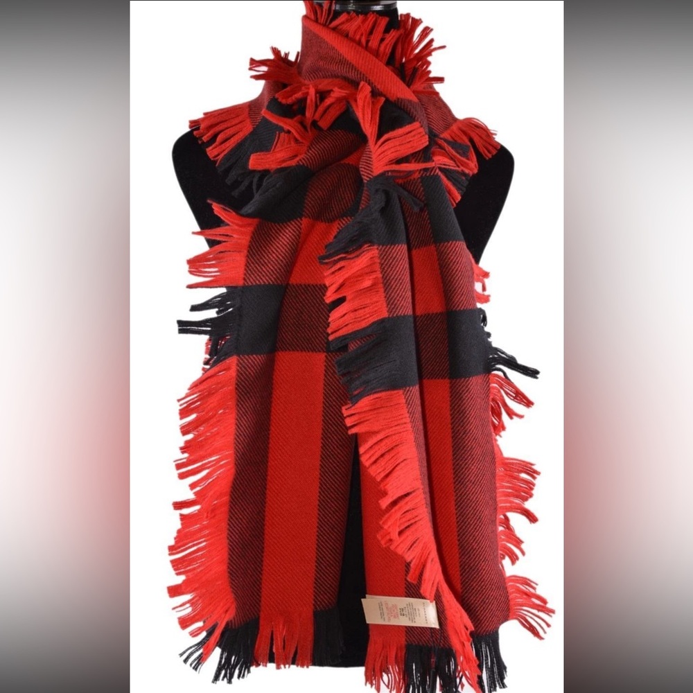 Burberry Mega Nova Check Wool Fringed Scarf